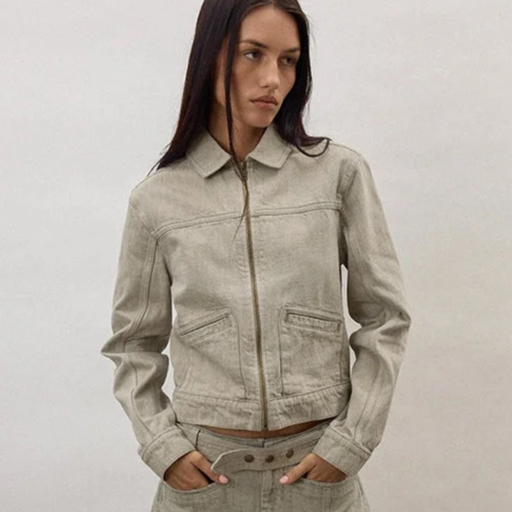 Motel rocks Denim Cinch Jacket In Oat